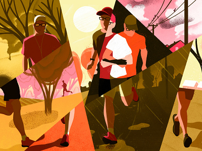 Daily Marathon character digital editorial folioart illustration landscape sport texture