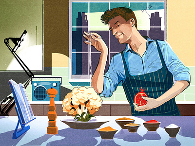 Greg James alex green cooking digital editorial folioart food home illustration portrait