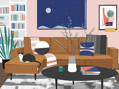Living Room design digital editorial folioart furniture home house illustration interior sam kalda styling texture