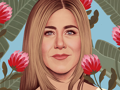 Jennifer Aniston botanical celebrity digital editorial floral folioart illustration mercedes debellard portraot