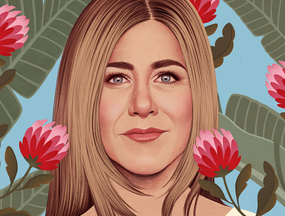 Jennifer Aniston botanical celebrity digital editorial floral folioart illustration mercedes debellard portraot