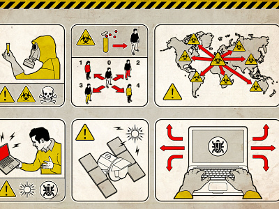 Pandemic digital editorial folioart health illustration infographic line son of alan technology virus