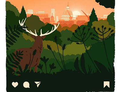 Sunset city digital editorial folioart illustration instagram landscape london michael parkin nature park sunset