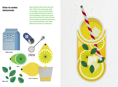 Lemonade digital drink folioart food illustration infographic instructional recipe sally caulwell summer vector