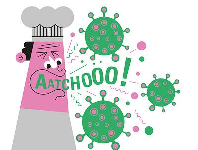 Sneeze character digital editorial folioart health illustration john devolle line vector