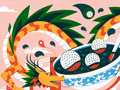 Chinatown in Paris chinese culture digital dragon editorial folioart food illustration michael driver travel