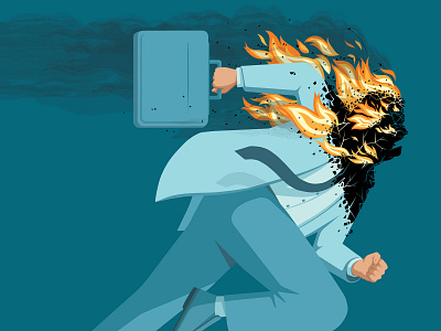 Burnout business conceptual digital editorial folioart illustration mental health stephan schmitz work