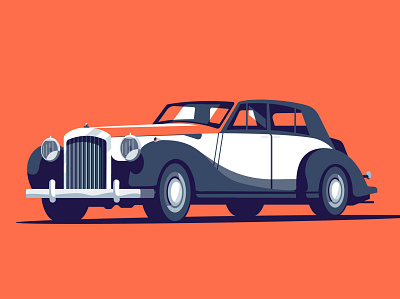 Car branding car classic digital editorial folioart illustration peter greenwood vector