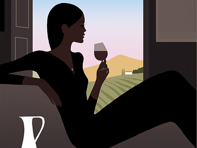 Tuscany Wine digital fashion folioart illustration jason brooks landscape wine woman
