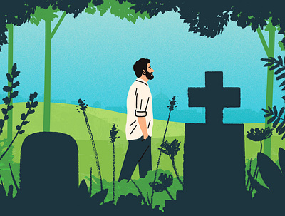 Cemetery Walks character digital folioart illustration michael parkin nature walk