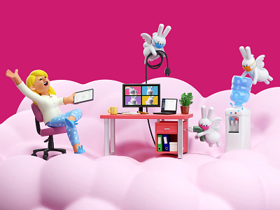 Task Rabbit advertising arcade studio character characters digital folioart home illustration rabbit
