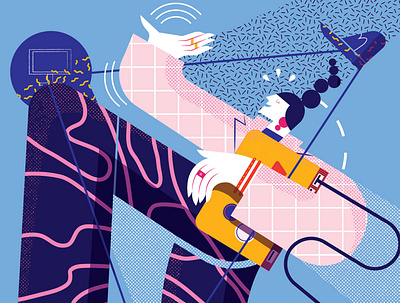 Connections character digital editorial folioart illustration maite franchi pattern