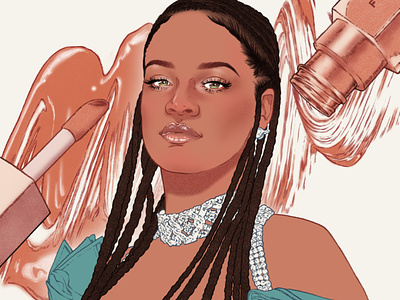 Rihanna celebrity digital editorial folioart illustration portrait sarah maxwell