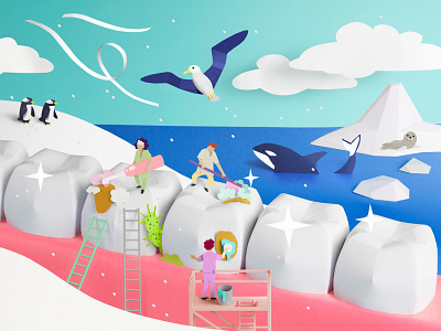 Expedition advertising dentist digital editorial folioart illustration landscape ollanski paper craft