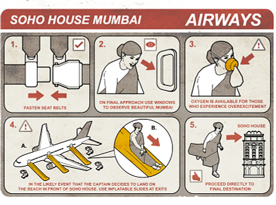 Safety Card diagram digital editorial flight folioart humour illustration infographic line son of alan travel