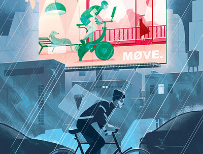 Wellness Divide bike city digital editorial eleni debo folioart health illustration texture