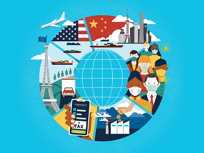 Global Economy business cover digital economy editorial folioart illustration infographic muti