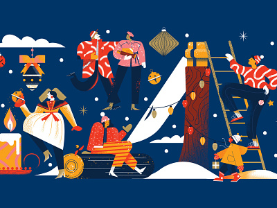 Festive Season character christmas digital festive folioart illustration maite franchi texture winter
