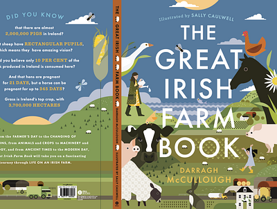 The Great Irish Farm Book animals book cover childrens book digital farm folioart illustration landscape nature sally caulwell vector