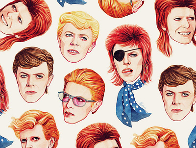Bowie digital folioart helen green illustration painting pattern portrait