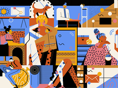 Why We Work character digital editorial folioart geometric illustration maite franchi pattern work