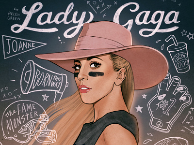 Lady Gaga celebrity digital editorial folioart helen green illustration portrait typography