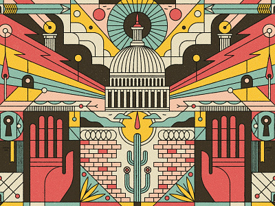 America digital editorial folioart graphic illustration line muti politics texture