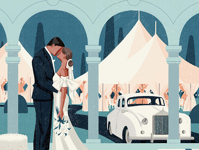 Wedding car couple digital folioart illustration texture wedding xuetong wang