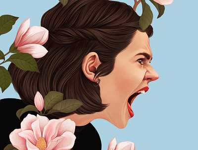 El Grito digital floral folioart illustration mercedes debellard portrait poster