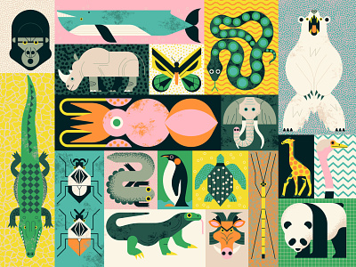 Animal Giants animals digital folioart illustration nature owen davey pattern puzzle texture