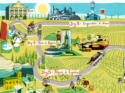 Rioja alex green digital editorial folioart illustration landscape map spain travel