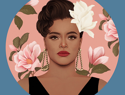 Andra Day cover digital editorial floral folioart illustration magazine mercedes debellard portrait realist