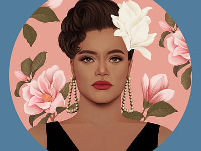 Andra Day cover digital editorial floral folioart illustration magazine mercedes debellard portrait realist