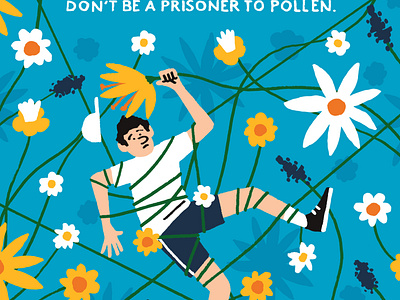 Hayfever advertising character digital flowers folioart illustration michael parkin