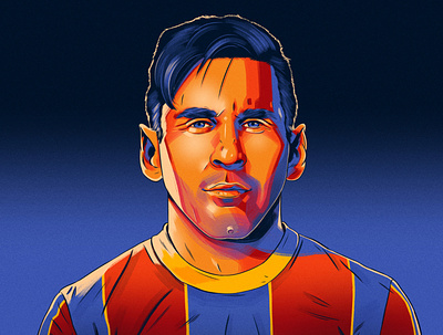 Messi alexander wells digital editorial folioart football illustration portrait sport