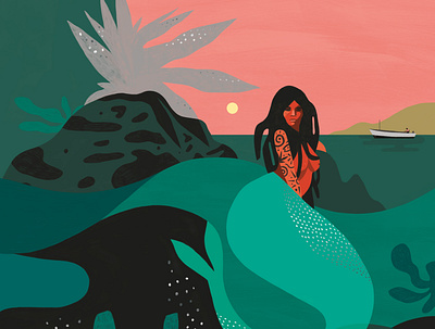 Mermaid book cover character digital folioart illustration landscape narrative publishing