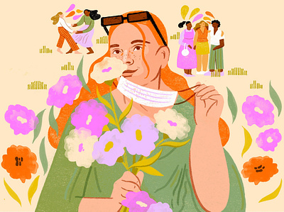 Normal Life character digital editorial floral folioart illustration olivia waller summer texture