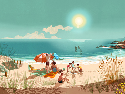Summer Sale advertising alex green clothing digital family folioart holiday illustration landscape summer