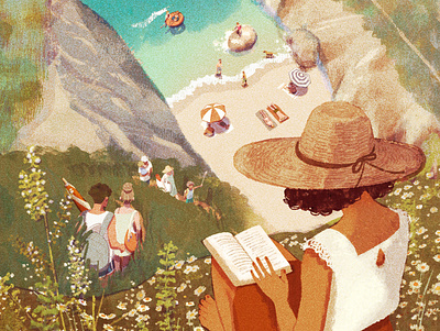 Writers of the South character digital editorial folioart illustration landscape summer texture