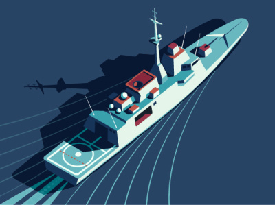 Defense digital editorial folioart illustration military peter greenwood ship vector