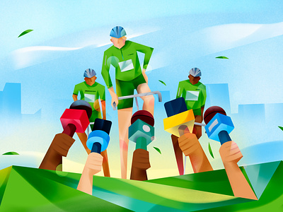 Tour de France digital folioart gradient illustration jia-yi liu landscape sport