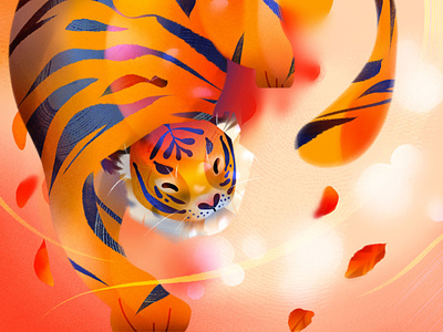 Year of the Tiger animal chinese new year digital folioart gradient illustration jia-yi liu lunar texture tiger