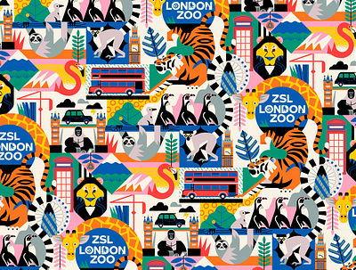 Zoo animals digital folioart illustration nature owen davey pattern wildlife zoo