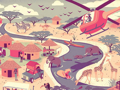Lufthansa ad campaign agency digital illustration safari vector