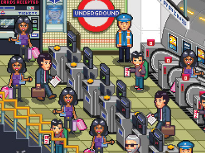 London Underground agency digital editorial illustration people pixel