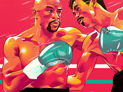 Alexander Wells - The big fight boxing digital editorial fight illustration mayweather pacquiao sport