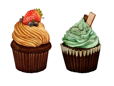 Cupcakes cupcake digital food illustration