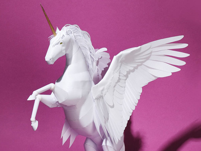 Paper Unicorn... with wings! 3d animation craft illustration paper papercraft unicorn