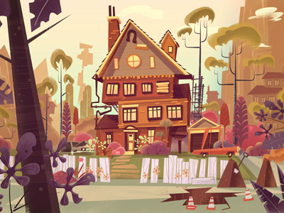 House animation background illustration