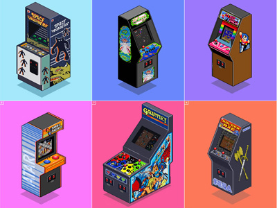 Arcade icons illustration pixel